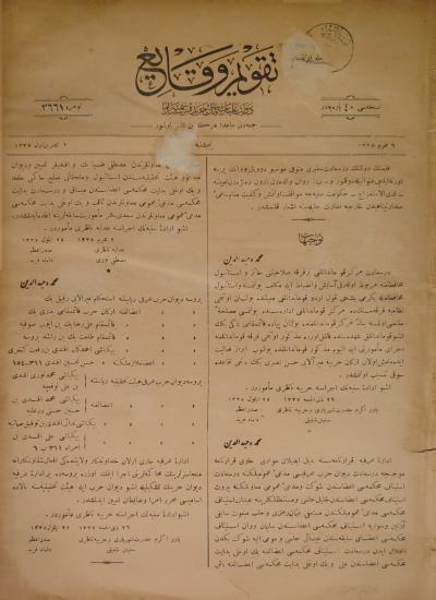 Takvim-i Vekayi, 2 Teşrin-i evvel 1335/1919, No. 3661