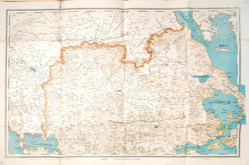 Rumeli - Yunanistan Haritası, Mekteb-i Funun Harbiye Tabhanesi, 1314/1898, 60x60 cm, İstanbul, Renkli Taşbaskı