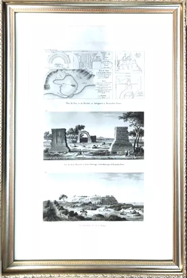 Plan du Port et du Théâtre et Antiquités à Alexandria - Troas. - Vue de deux massifs et d’un Ouvrage réticulaire près d’Alexandria - Troas - Vue du Village de Ieni - Cheher. (Çanakkale, Truva)